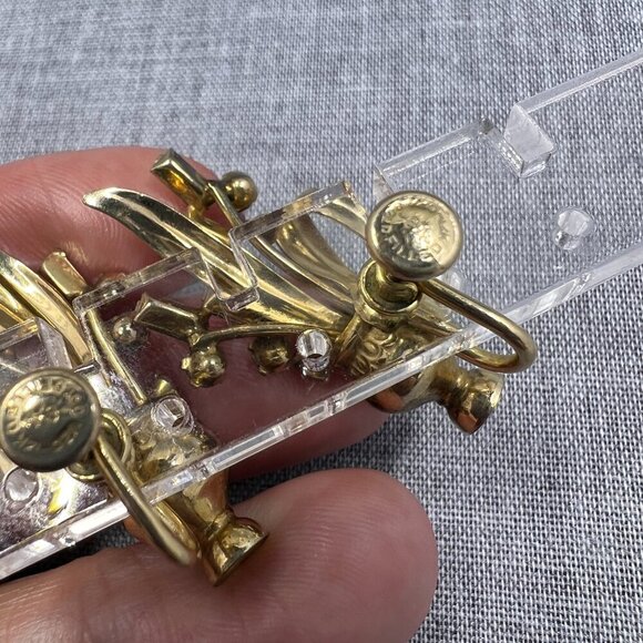 Fruit Salad Crystals earrings, 22K Gold Plated, Bouquets Clip Earrings, Vintage - Picture 11 of 11